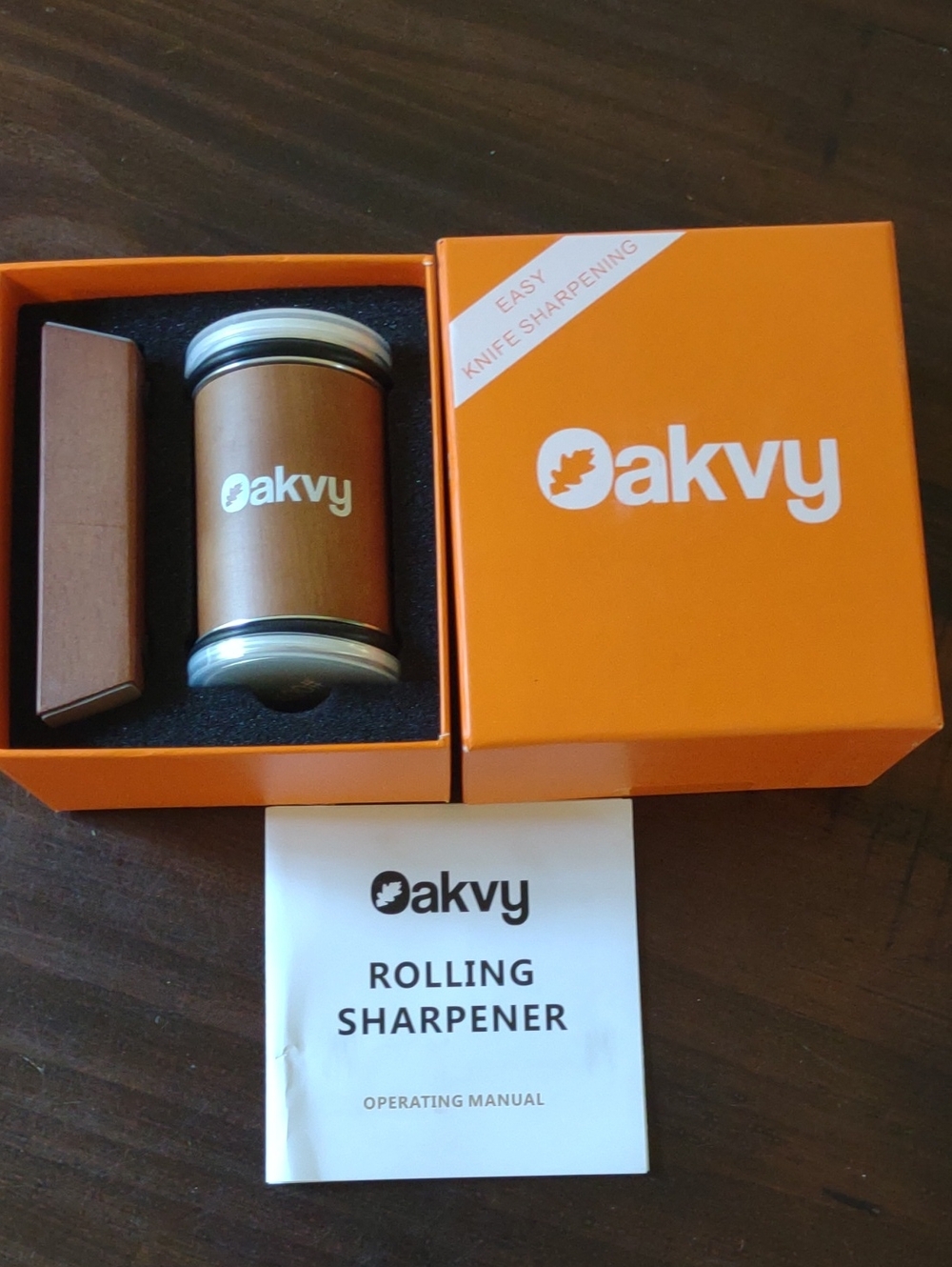 OAK Rolling Knife Sharpener in Orange and Silver